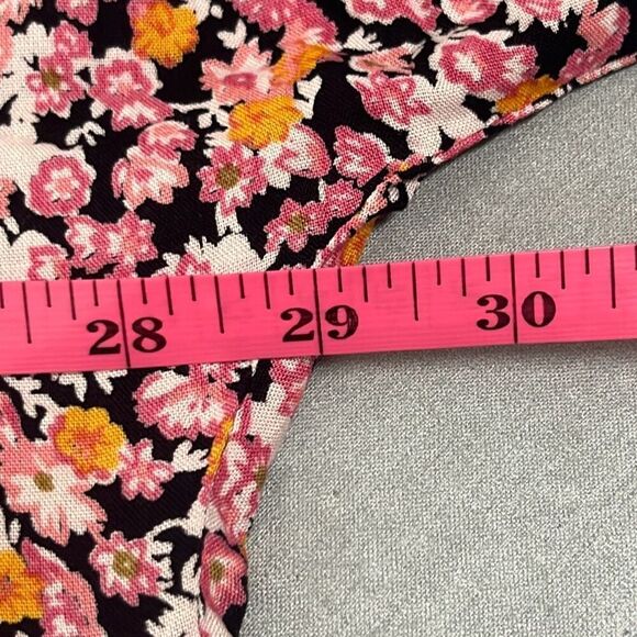 Pieces Pink Black Floral Print Short Sleeve VNeck Babydoll Shift Dress Sz 20 NWT - Picture 8 of 9
